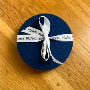 Blue Round Box with Ribbon